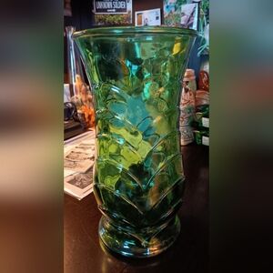GREEN GLASS VASE